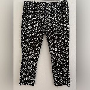 Kate Spade Black Bow Print Slim Ankle Pants